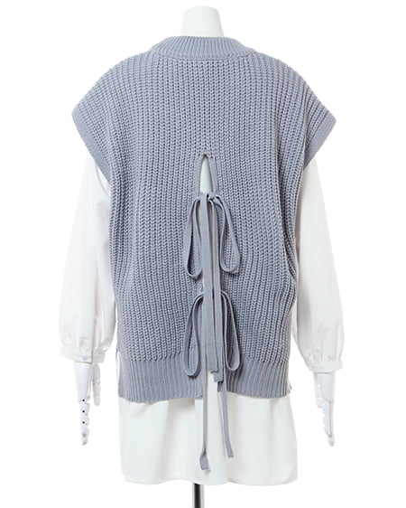 INGNI（イング） 【セットアップ】バックリボンベストSET ｽﾓｰｸﾌﾞﾙｰ