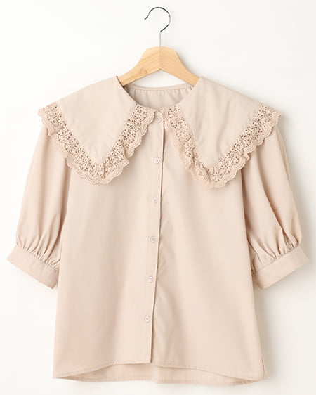 BIGレースフリル襟／袖ブラウス