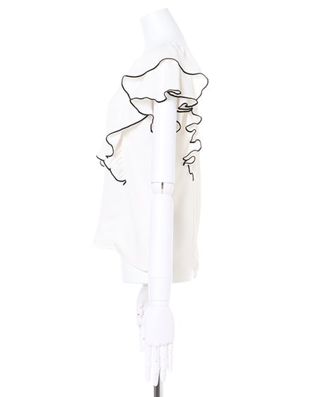 INGNI（イング） 配色フリルピン付トロミ／ブラウス ｵﾌﾎﾜｲﾄ