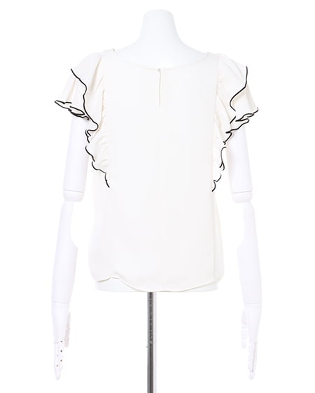 INGNI（イング） 配色フリルピン付トロミ／ブラウス ｵﾌﾎﾜｲﾄ