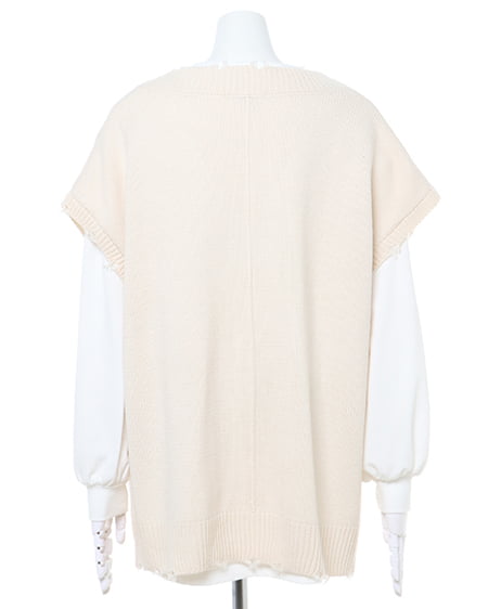 INGNI(イング) 【セットアップ】ダメージ加工ベストTシャツSET アイボリー