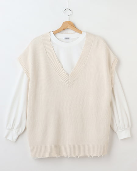 INGNI(イング) 【セットアップ】ダメージ加工ベストTシャツSET ｱｲﾎﾞﾘｰ