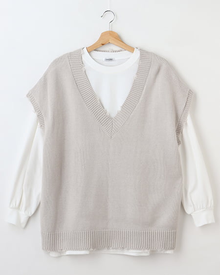 【セットアップ】ダメージ加工ベストTシャツSET