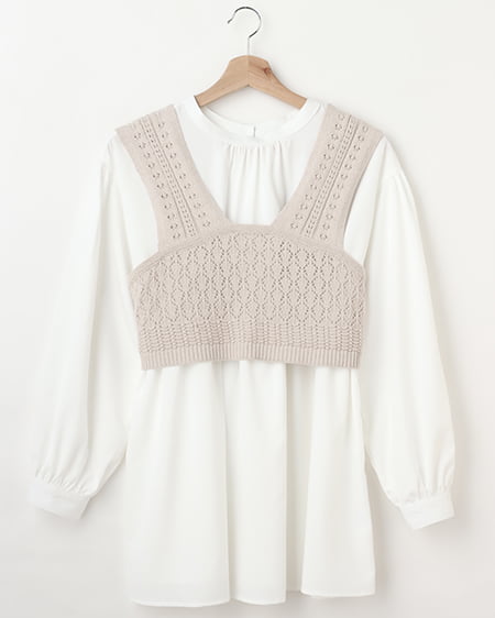 INGNI(イング) 【セットアップ】スカシビスチェ＋ブラウス／SET ﾍﾞｰｼﾞｭ