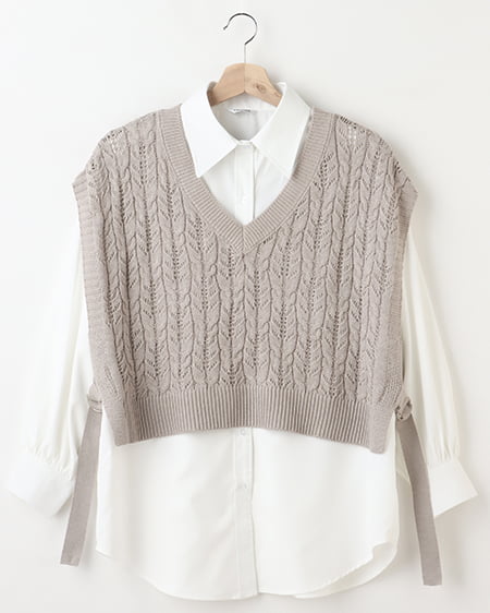 【セットアップ】スカシケーブルシャツSET