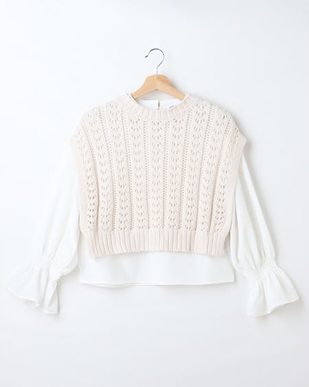 【セットアップ】スカシベスト＋ブラウスSET