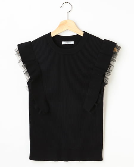 INGNI(イング) フリルノースリニット ｸﾛ