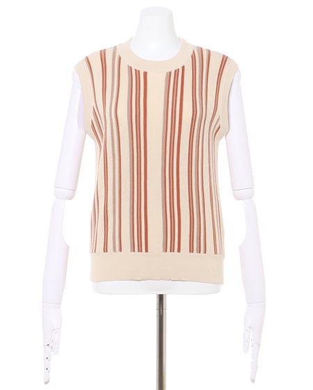 INGNI（イング） ストライプノースリニット ｱｲﾎﾞﾘｰ/ｵﾚﾝｼﾞ