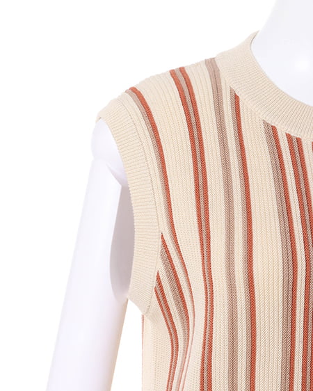 INGNI（イング） ストライプノースリニット ｱｲﾎﾞﾘｰ/ｵﾚﾝｼﾞ