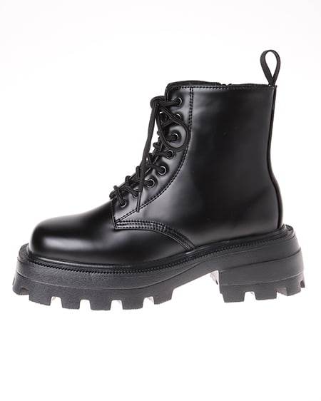 INGNI(イング) スクエアトゥレースUPブーツ/トラックソールブーツ クロ