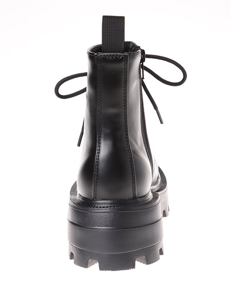 INGNI(イング) スクエアトゥレースUPブーツ/トラックソールブーツ クロ