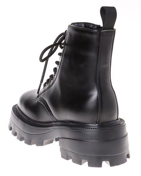 INGNI(イング) スクエアトゥレースUPブーツ/トラックソールブーツ クロ