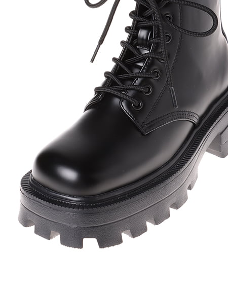 INGNI(イング) スクエアトゥレースUPブーツ/トラックソールブーツ クロ