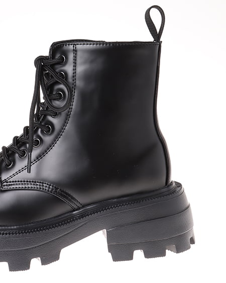 INGNI(イング) スクエアトゥレースUPブーツ/トラックソールブーツ クロ