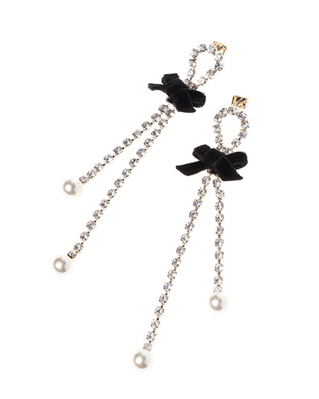 INGNI（イング） リボンロングピアス ｸﾛ