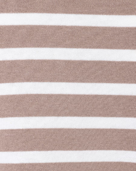 INGNI（イング） ボリュームスリーブボーダーTシャツ ﾓｶ/ｵﾌﾎﾜｲﾄ