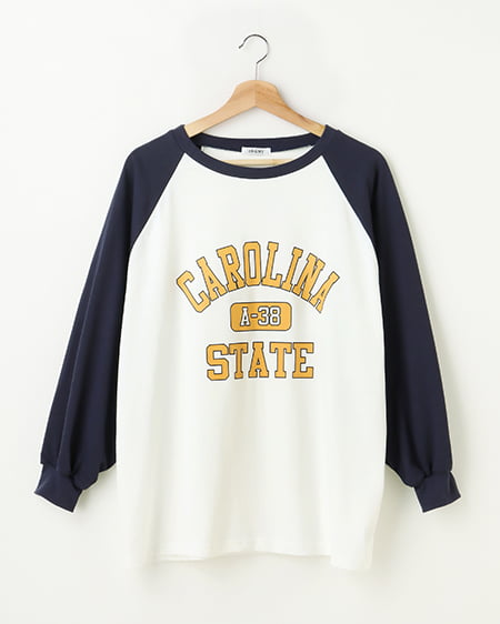 カラーラグランロゴロングTシャツ