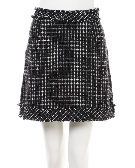 INGNI（イング） SETUP対応フリンジツイード台形／スカート ｸﾛ