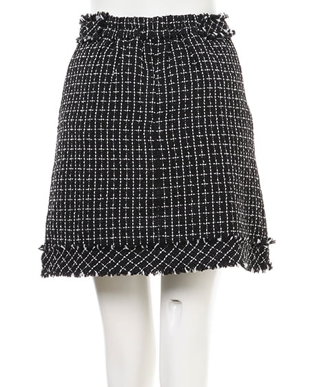 INGNI（イング） SETUP対応フリンジツイード台形／スカート ｸﾛ