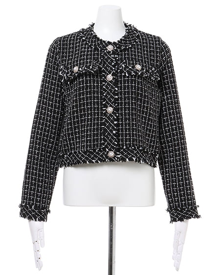 INGNI（イング） SETUP対応フリンジツイード／ビッグジャケット ｸﾛ