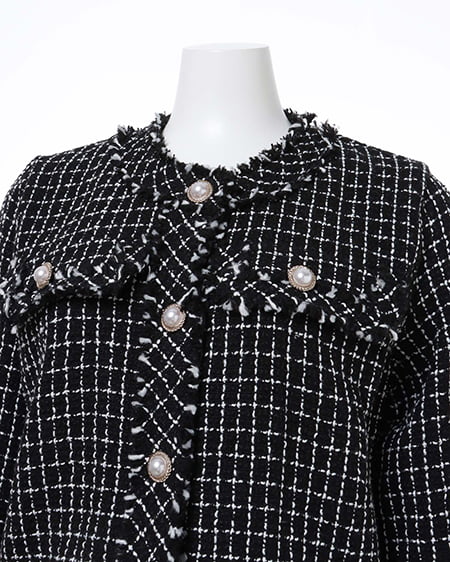 INGNI（イング） SETUP対応フリンジツイード／ビッグジャケット ｸﾛ