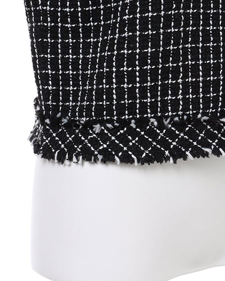 INGNI（イング） SETUP対応フリンジツイード／ビッグジャケット ｸﾛ