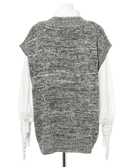 INGNI（イング） Vネックケーブルベスト＋シャツ SET ｸﾞﾚｰ/ﾓｸ