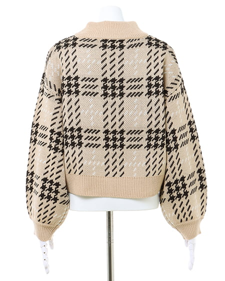 INGNI（イング） BIGチェックモックネックニット ﾍﾞｰｼﾞｭ