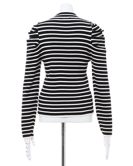 INGNI(イング) ハイネックパワショルリブニット アイボリー/クロ