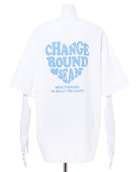 BACK発泡ハートロゴ／チュニックTシャツ
