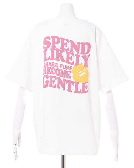 INGNI（イング） BACK発泡ハイビスカスロゴTシャツ ｵﾌﾎﾜｲﾄ/ﾋﾟﾝｸ