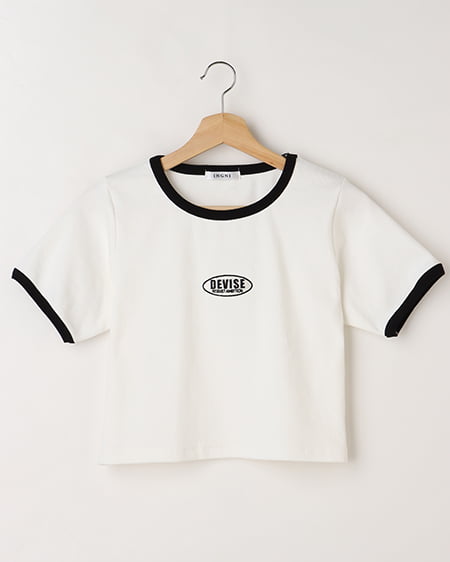 フロントサークルロゴリンガーリブTシャツ