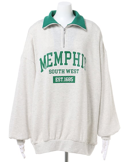 INGNI(イング) ハーフZIPロゴ配色スウェットトップス オートミール