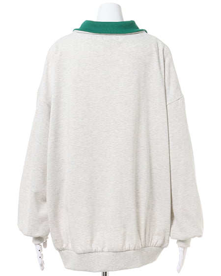 INGNI(イング) ハーフZIPロゴ配色スウェットトップス オートミール