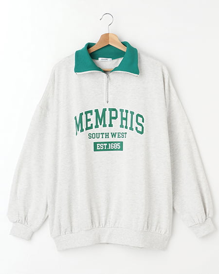 ハーフZIPロゴ配色スウェットトップス