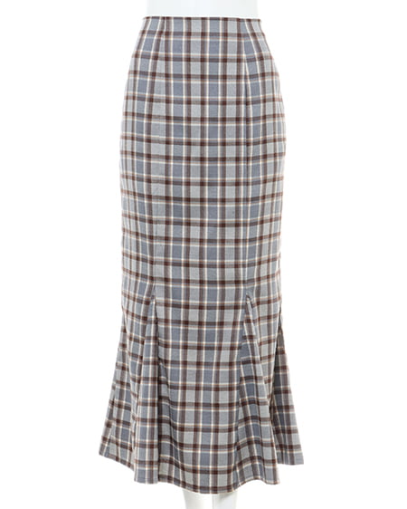 INGNI（イング） チェック柄マーメイドスカート ｸﾞﾚｰ