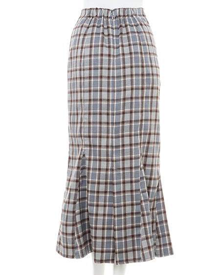 INGNI（イング） チェック柄マーメイドスカート ｸﾞﾚｰ