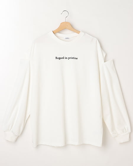 ショルダースリットロゴロングTシャツ