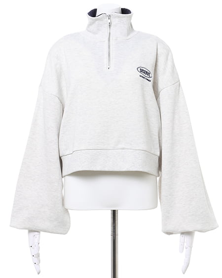 INGNI(イング) ハーフZIP胸ロゴショート丈スウェットトップス オートミール