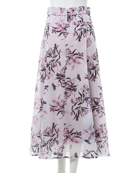 INGNI(イング) 花柄オーガンジーフレアスカート オフホワイト/ピンク