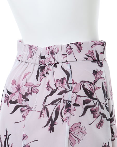 INGNI(イング) 花柄オーガンジーフレアスカート オフホワイト/ピンク