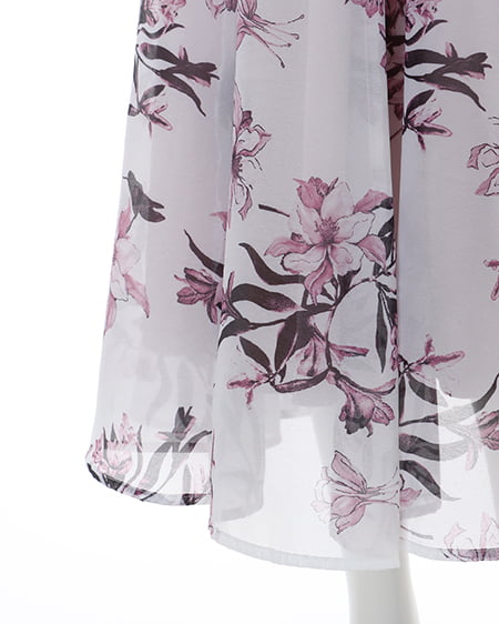 INGNI(イング) 花柄オーガンジーフレアスカート オフホワイト/ピンク