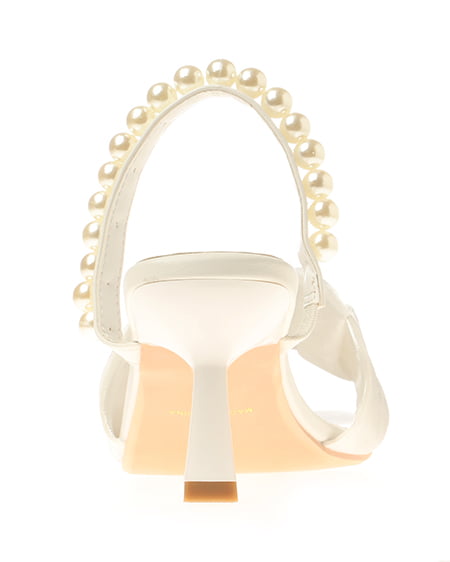 INGNI(イング) パール×シフォンキトゥンヒールサンダル オフホワイト