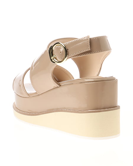 INGNI（イング） ラメゴールドライン／プラットフォームサンダル ﾋﾟﾝｸﾍﾞｰｼﾞｭ