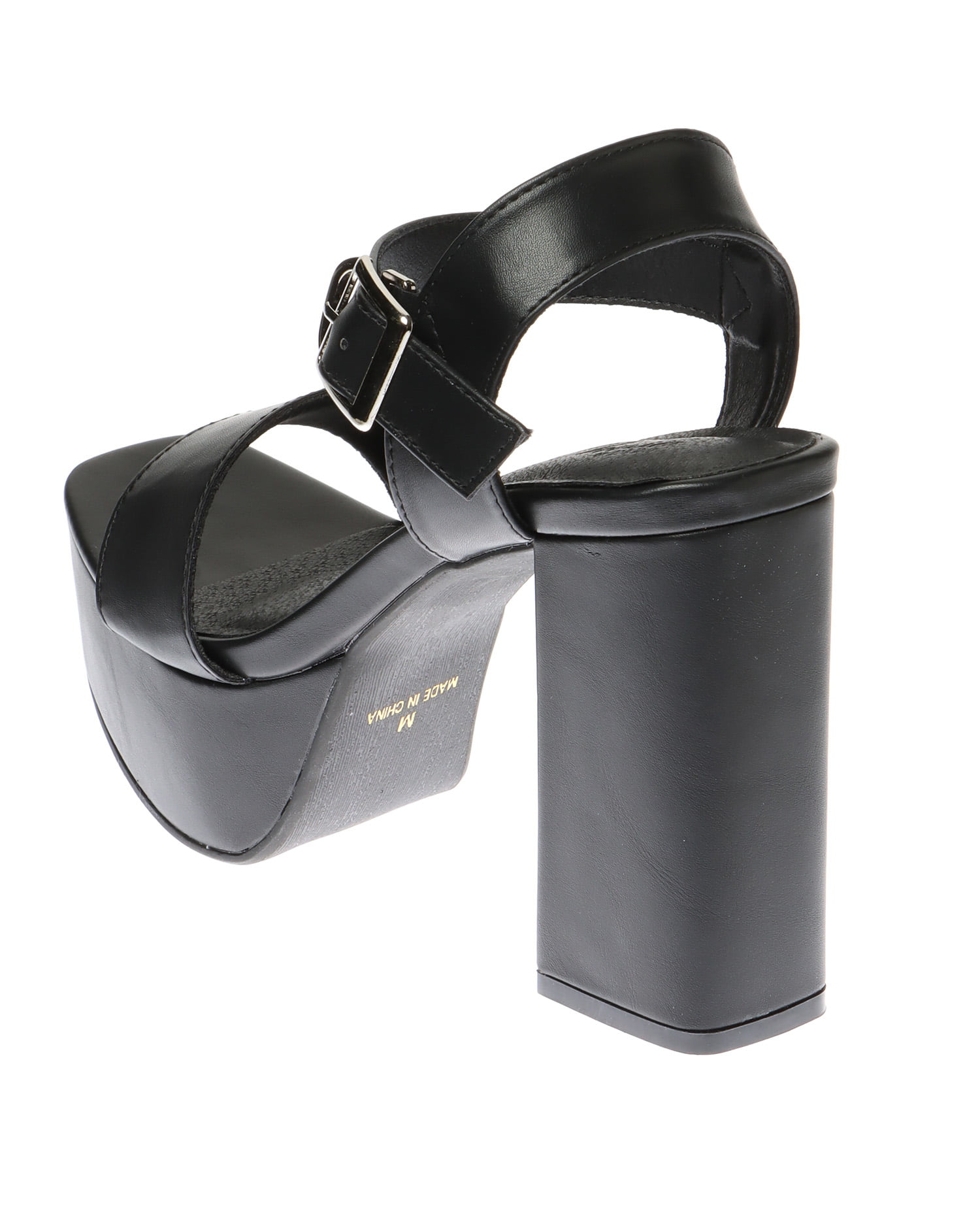 〓POLLINI〓 黒×金バイカラー プラットフォーム スリング サンダル