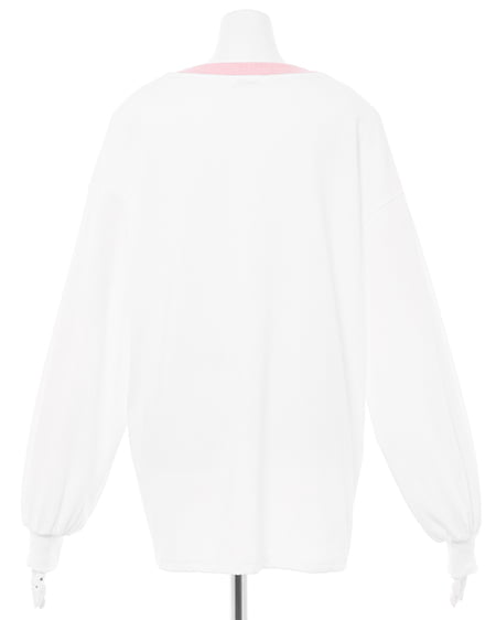 INGNI(イング) 刺しゅうロゴリンガーロングTシャツ オフホワイト/ピンク