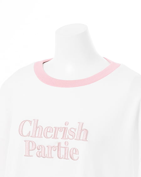 INGNI(イング) 刺しゅうロゴリンガーロングTシャツ オフホワイト/ピンク