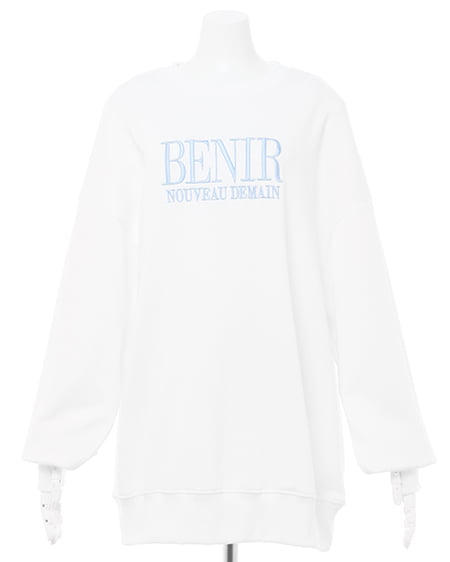 INGNI(イング) ふくれ刺しゅうロゴチュニック オフホワイト/ブルー