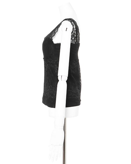 INGNI(イング) パッド付レースタンク クロ