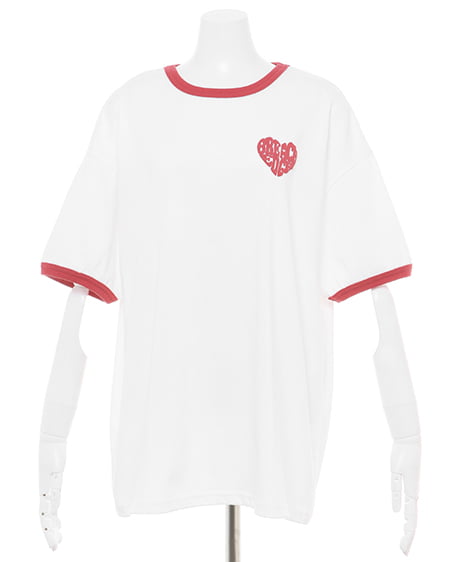 INGNI(イング) BACKハートロゴリンガーTシャツ オフホワイト/アカ